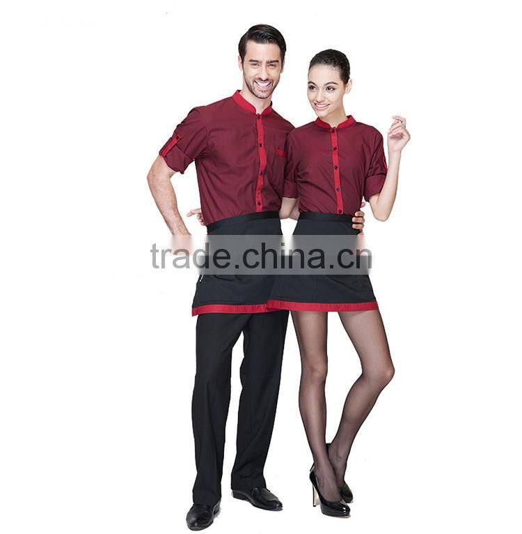 Juqian 2016 custom cheap Unisex hotel and restaurant uniform for waiters and waitress uniform