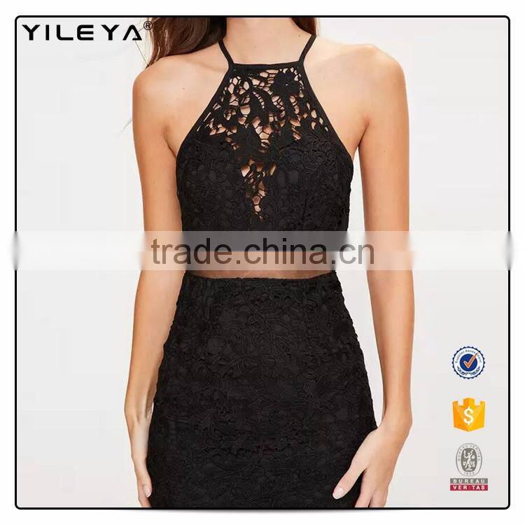 Hot sale women sexy bandage lace dress/2 pieces fashion party dress boutique