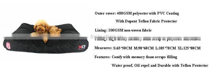 waterproof dog beds oil repel with memory foam scraps filling