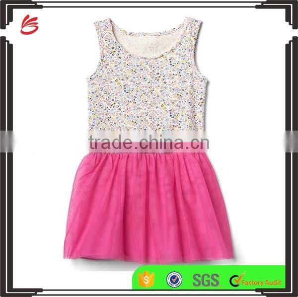2017 new hot sell kids clothes girl dress cotton dress children Floral tulle tank dress