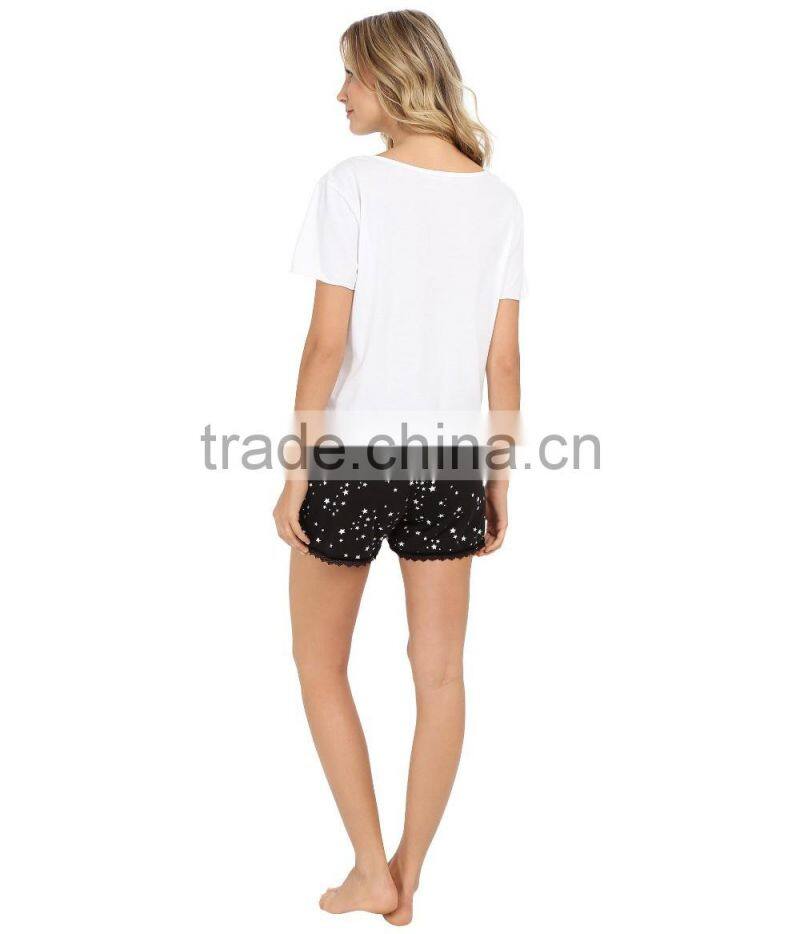 latest fashion 100% cotton women pajamas sleepwear and underwear
