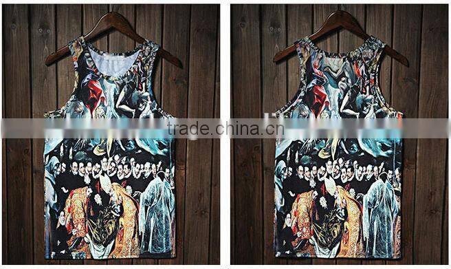 men's black white 100% cotton polyester singlet