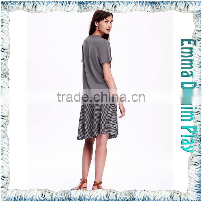 2016 New Simple Designs Plain Style Best Quality Ladies Round Neck Grey Soft Cotton T-Shirt