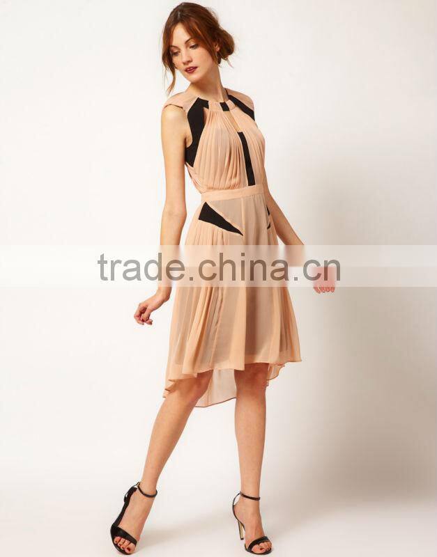 Panelled Pleat Evening Dress