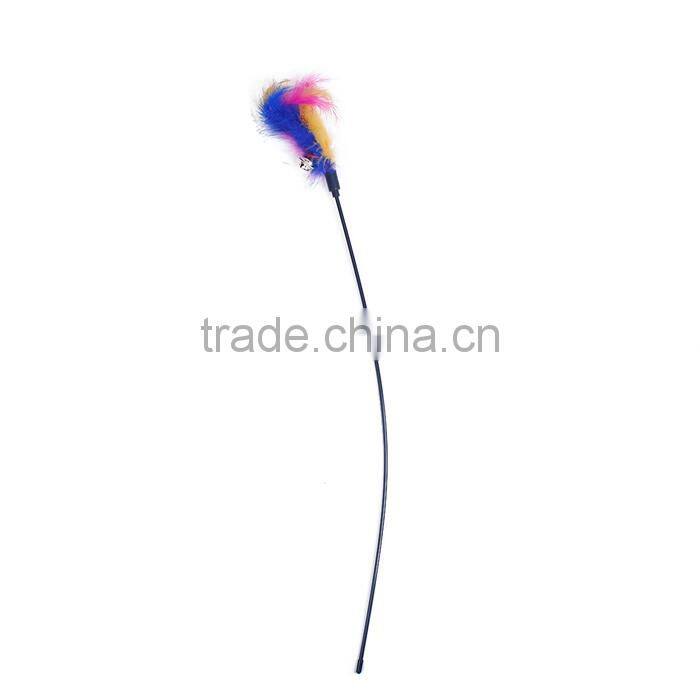 Plastic Wand Pet Teaser Feather Multicolor