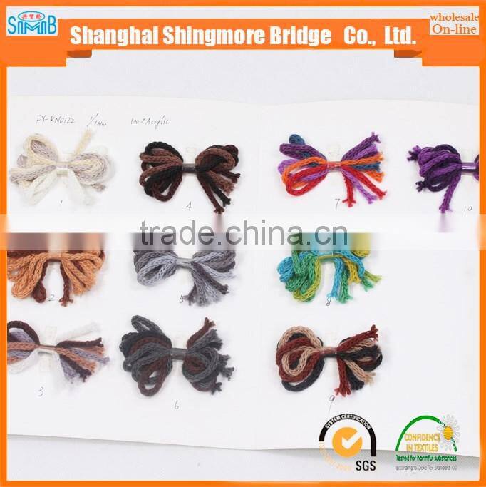 China textile knitting yarn wholesale factory price 100% acrylic 1/0.8Nm hollow tape yarn for hand knitting with low price