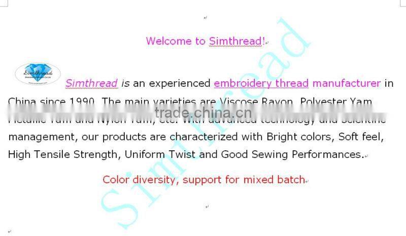 Simthread market popular metallic Embroidery Thread 40WT, 770yard MINI cones, 42 colors/kit