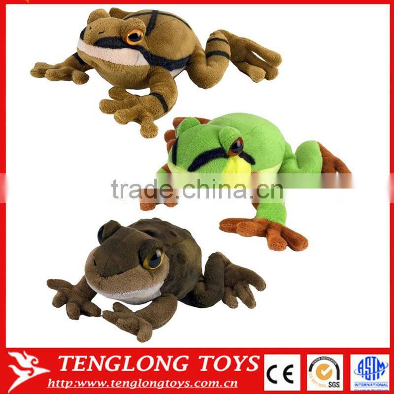 Soft Plush Stuffed Jumping Animal Squeaky Pet Frog Toys With Sound