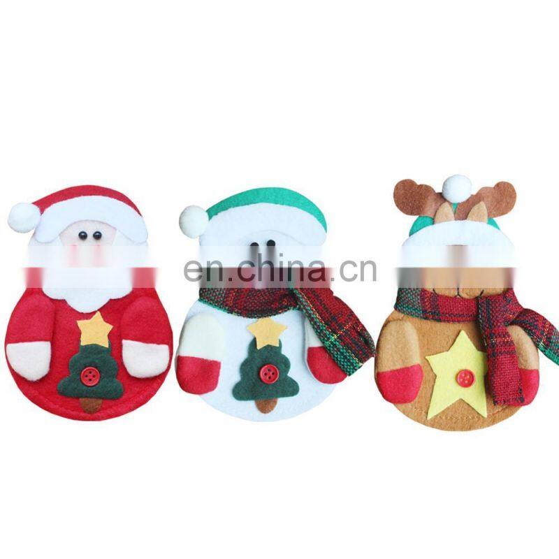 Christmas Decoration Kitchen Tableware Holder Pocket Knife Fork Spoon Lovely Santa Claus Snowman Elk Cutlery Bag
