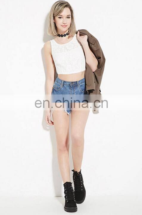 Ladies Floral Mesh Crop Top Plain