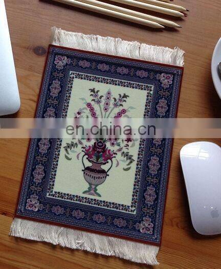 custom print rug cup coaster,Muslim oriental design velvet soft surface drink coasters for coffee