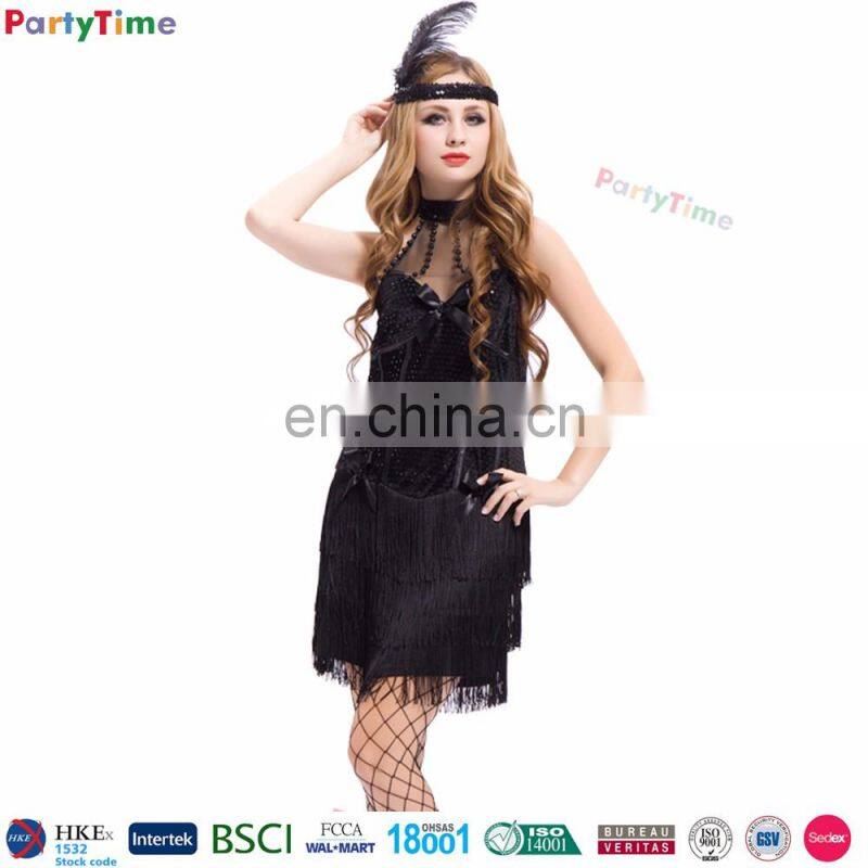 one piece carnival costumes adult sexy fantasy black hollywood flapper party costume for halloween