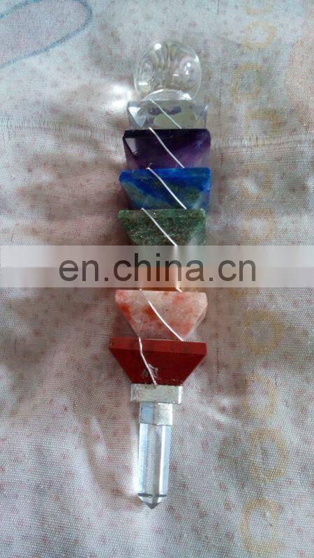 Seven Chakra Healing Stick / 7 Chakra Pyramid Stick / Tibetian Healing Stick/ Healing Stick / Gemstone Healing Stick
