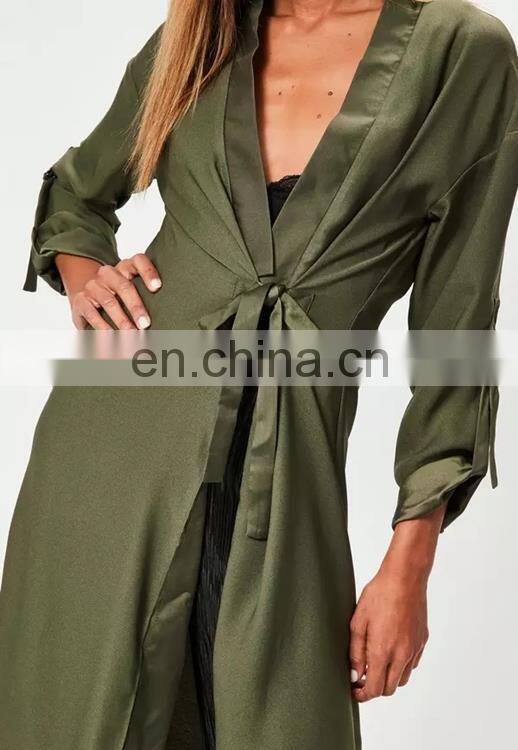 Hotsales nice army green fashion pant design coat for ladies long style coats parka