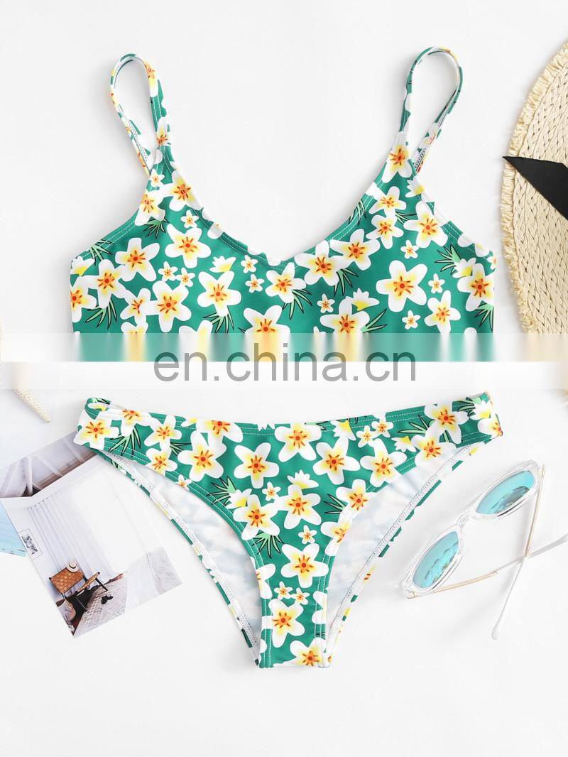 Custom Made Calico Print Cami Bikini Set
