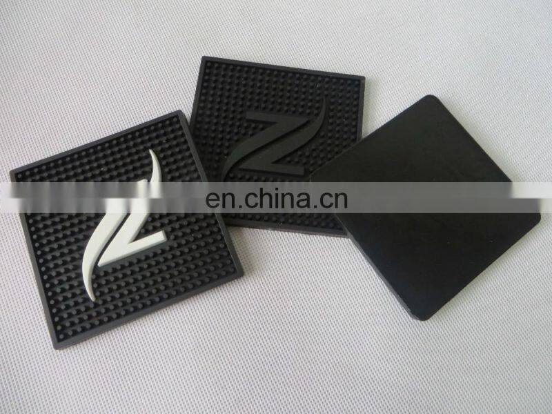 3D custom PVC glass drink coaster with embossed logo for mass selling