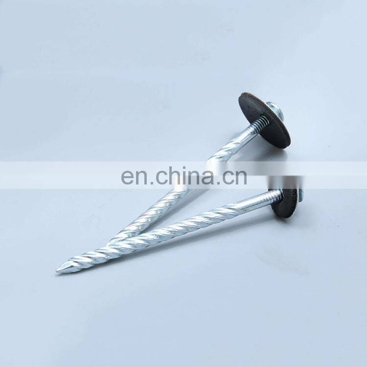 Galvanized Combination Roofing Nails Corrugated Ring Shank with Umbrella Head and Washer
