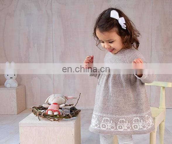 long sleeve Popular design red knitted dress baby girls kids for warm winter