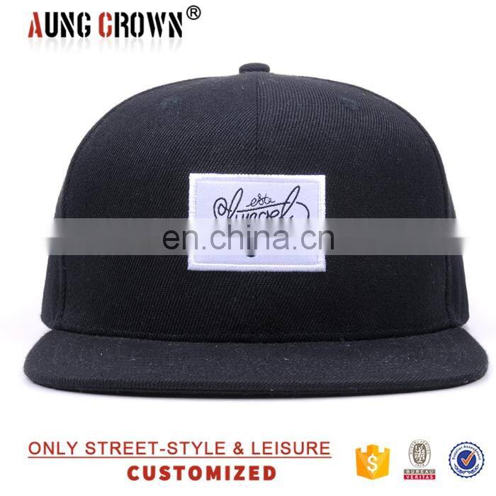 Custom blank woven label cap snap back hat