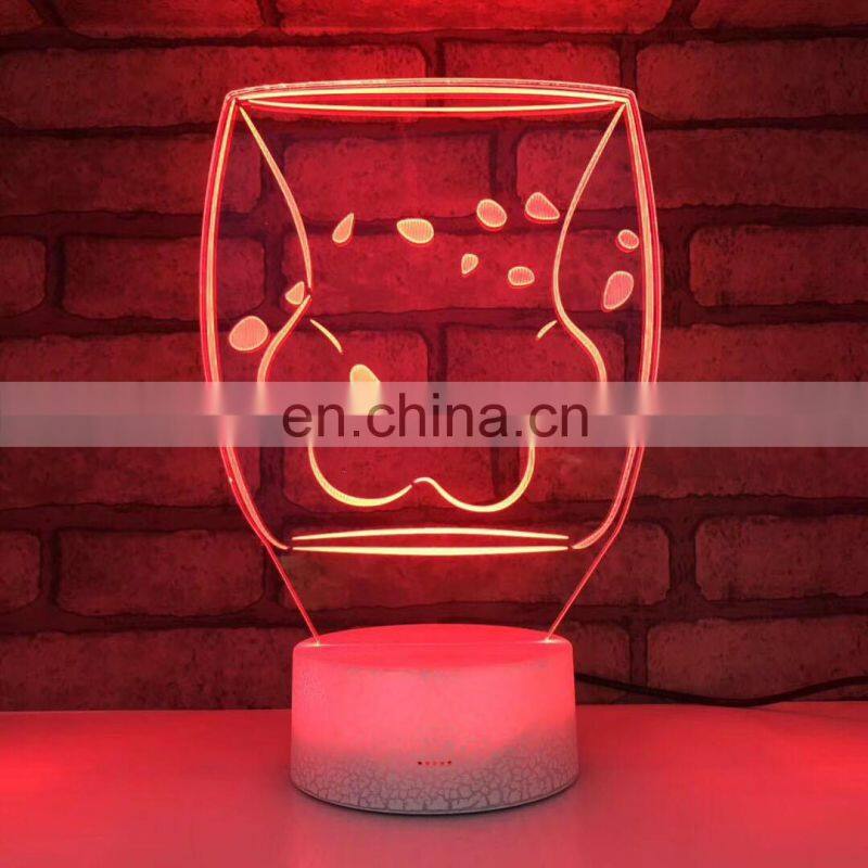 3D led light optical cat paw shaped lamp with touch sensor switch for bedroom