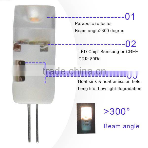 G4 LED lamp 12V 1.5W 80LM 30000hrs lifespan