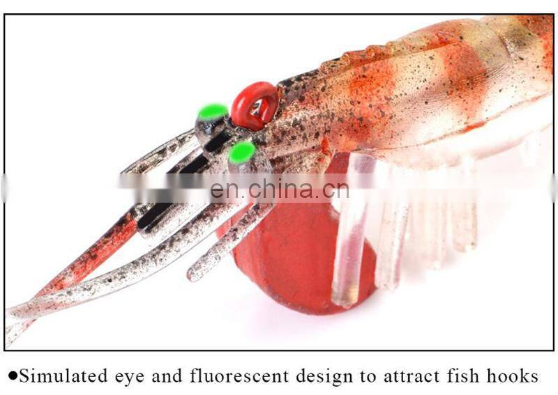 Amazon 7/10cm New Style Soft Fishing Lure Popular Wholesale Luminous Eyes Shrimp Bait With Jig Hook