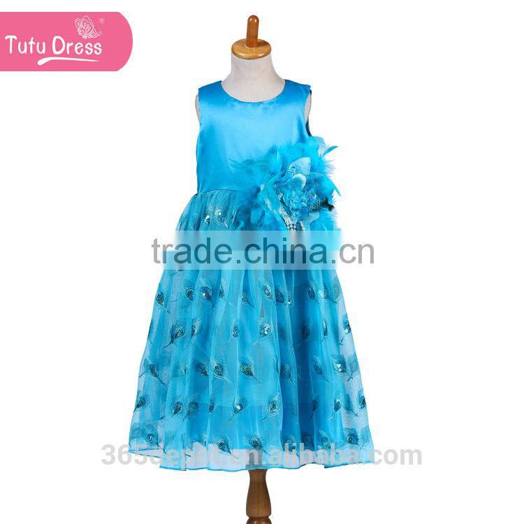New Princess Blue Dress Up Girls Cosplay Birthday Party Dress