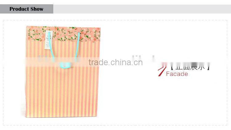 pink stripes custom gift paper bag door gift paper bag set