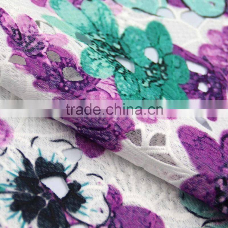 Good selling water soluble lace muilt colour 100% polyester best price chemical polyester fabric