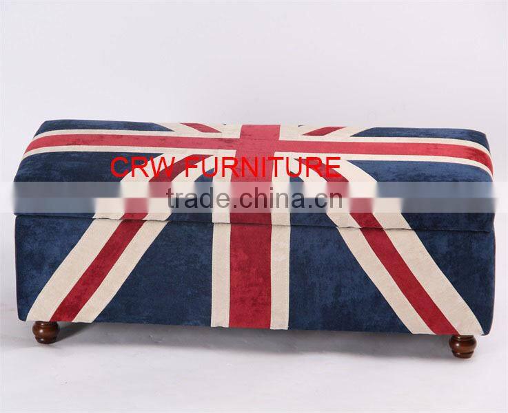 SF-1511 Union Jack Fabric Storage Ottoman