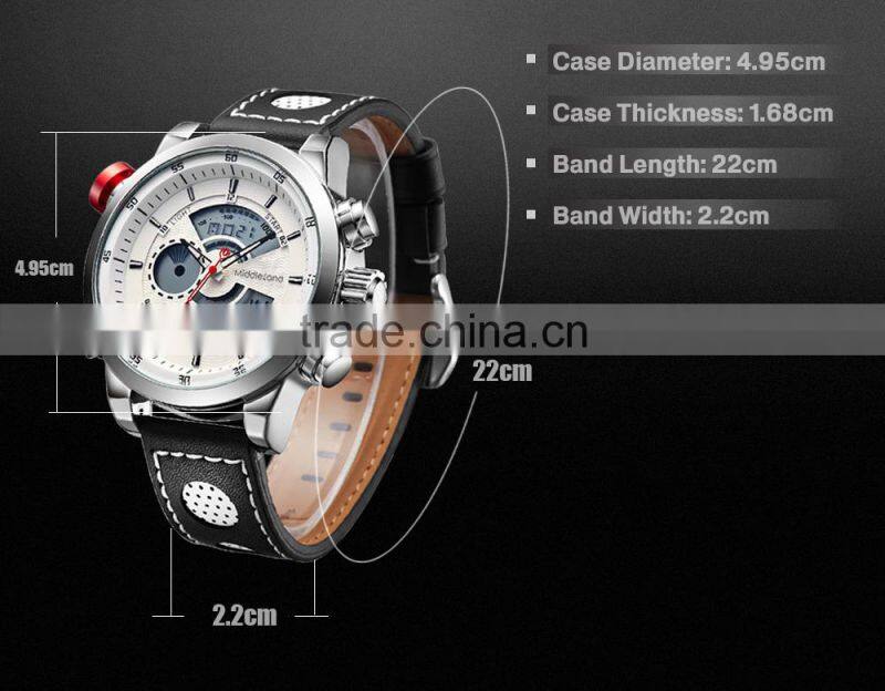 2015 new genuine soft leather watchband MIDDLELAND brand famous original Japan Miyota 2035 quartz movement 1 year guarantee