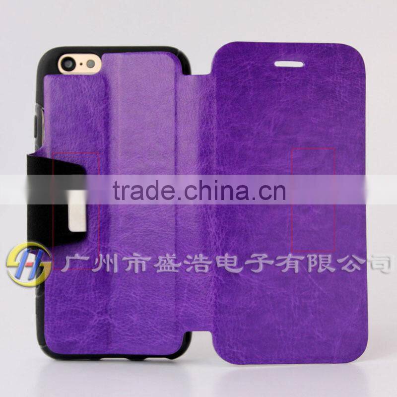 bright color nappa leather card slot mobile cell phone cover case for Apple for iphone 6 4.7