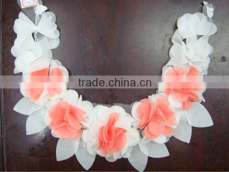 Fashion pretty chiffon neck trim collar, fancy heart design chiffon collar patch