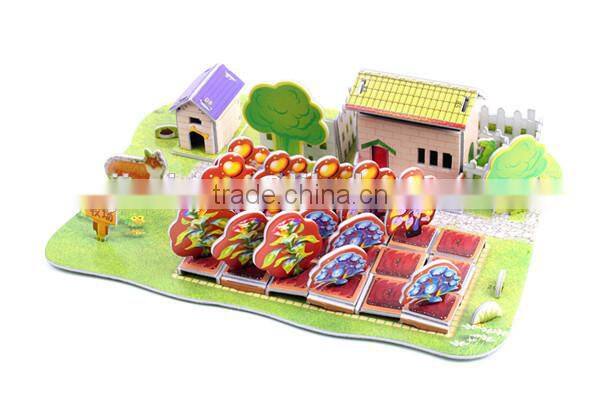 high quality paper cubic fun 3d farm sharp puzzle