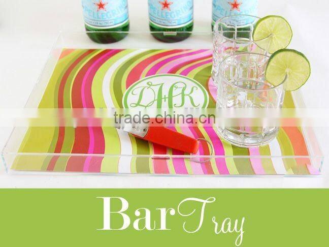 custom design acrylic tray / colored acrylic tray / clear acrylic serving tray / handle tray