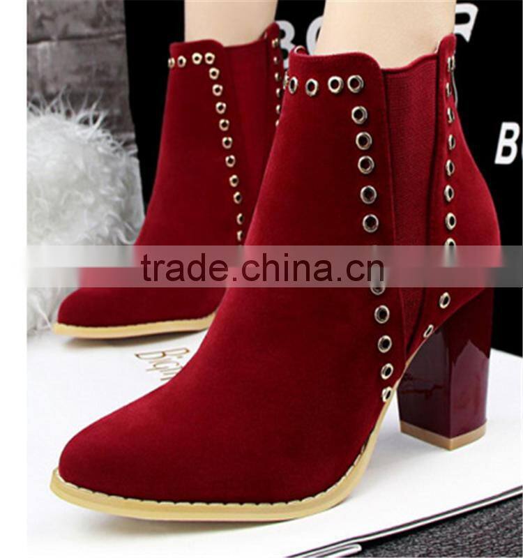 The hottest young girl thick thigh heel rivet germen winter boots