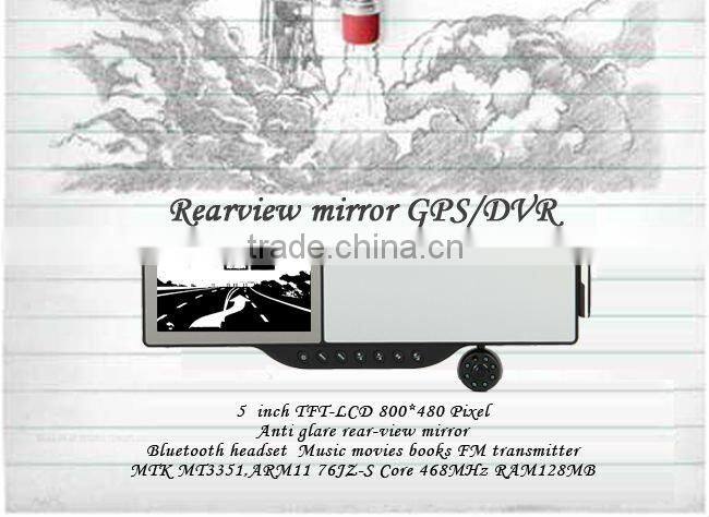 5 inch HD Car DVR with hd 720P and 180 degrees