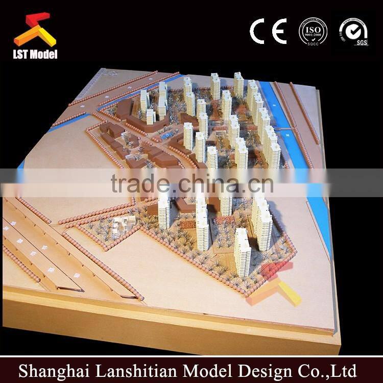 wood architectural model and 3d render for exhibition