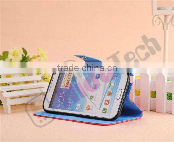 Wallet Leather Cover Case for Samsung Galaxy Note2 N7100, With Rope and Button Design,Stitch Leather Case