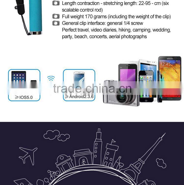 Extendable Wired cable Selfie Stick Phone Holder Remote Shutter Monopod for Smartphone