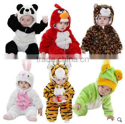 cute baby thickening plush clothes with hat/cute baby penguin shape clothes/wholesale baby clothes