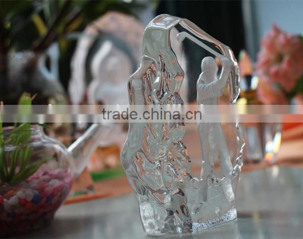 Clear Crystal 3D Laser Engraving For Glof crystal iceberg