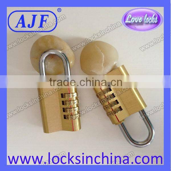 AJF high quality and security 4 digits solid brass combination padlock 40mm
