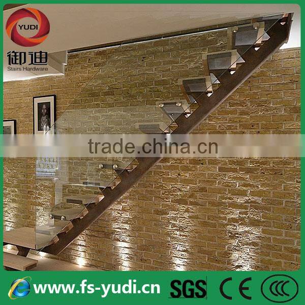 2016 modern interior double stringer glass straight Led stairs supplier --YUDI