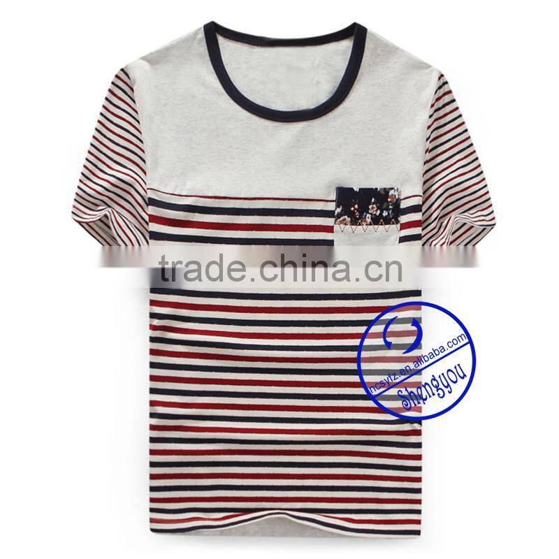 custom fashion design cotton yarn dyed mens t- shirt wholesale china