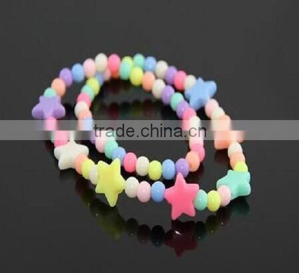 Fashion children jewelry cute rainbow color acrylic star bead necklace