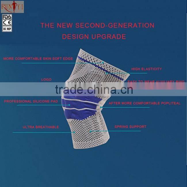 Crossfit Knitting Machine Flat Knee Brace with Silicone Gel Pad from China Supplier