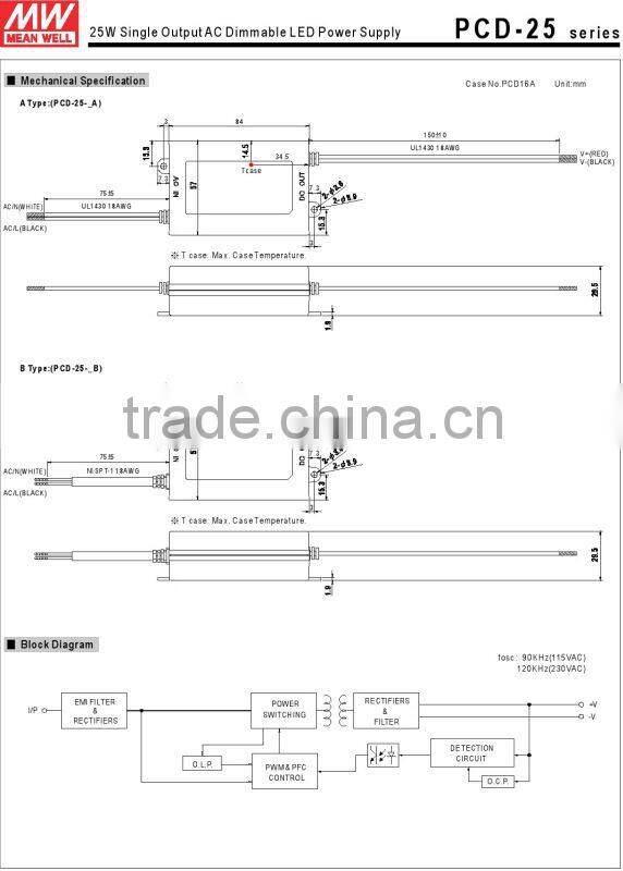 Meanwell PCD-25-350 led tunnel light with meanwell driver