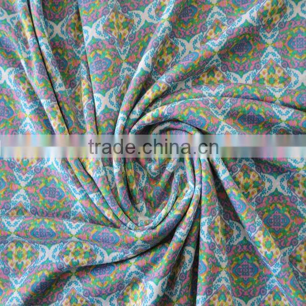 Polyester stretched poly spun knitted fabric for summer dress