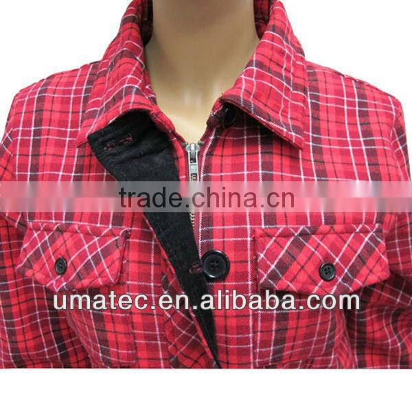 Women's Bonded Cotton Flannel Fleece button Jacket
